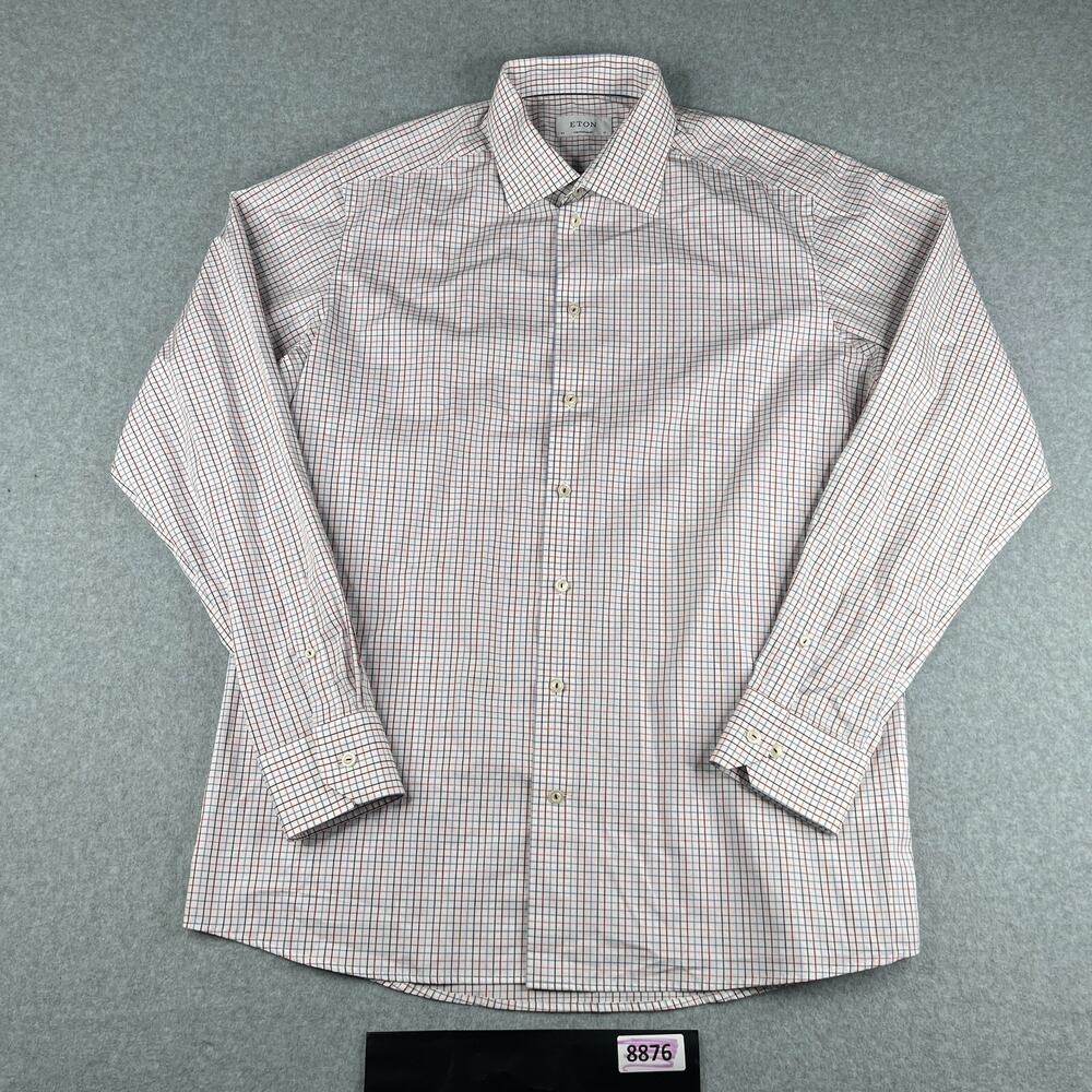 Eton Contemporary Shirt 17 Colorful Check Casual Button Up Long Sleeve Mens